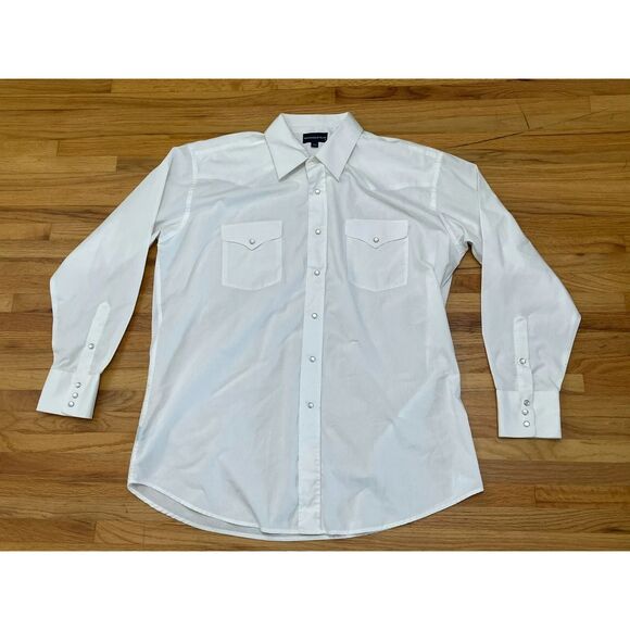 Panhandle Slim Men's Shirt Button Up Western Collared Pearl Snap 17x35 White - Picture 1 of 10